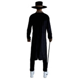 Black Pimp Coat with leopard print trim back view