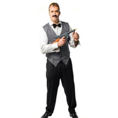 Pin stripe waist coat for men in 1920s gangster theme.