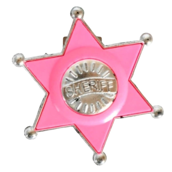 Pink cowgirl sheriff badge western costume accessory
