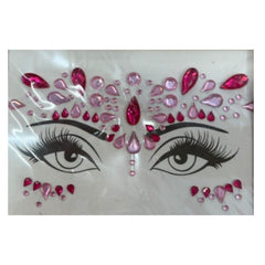 Pink Diamante Face Jewels for festivals, princess costumes, and parties