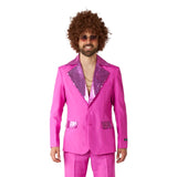 Pink Disco Suit by Suitmeister with matching sequin lapels and trousers – retro 70s & 80s party outfit