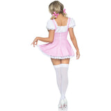Full body back view of the Pink Gingham Dress by Leg Avenue