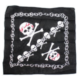 Black Pirate Bandanna with skull and crossbones and chain border design – pirate costume accessory