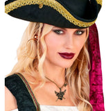 Pirate costume jewellery necklace with skull pendant and pirate flag charm