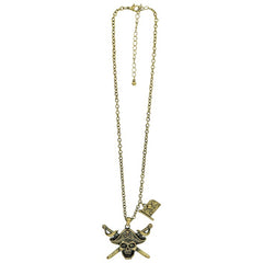 Pirate captain necklace with skull and crossed swords pendant for pirate costumes