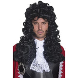 Pirate captain wig, long black curly locks perfect for 1700's & 1800's.