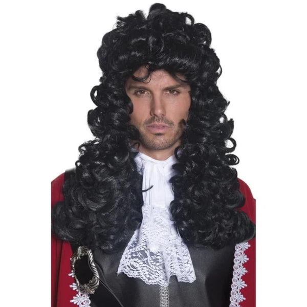 Pirate captain wig, long black curly locks perfect for 1700's & 1800's.