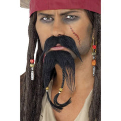 Pirate moustache and beard costume facial hair set