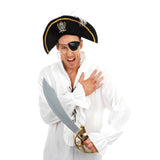 pirate hat with badge, adult size, gold trim with wire for shaping.