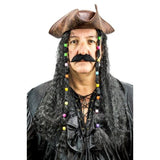 Mens pirate hat with attached hair and beads