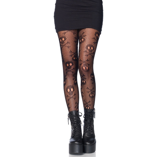 Pirate skull net pantyhose costume hosiery