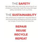 Text on a white background about safety, sustainability, repair, reuse, recycle, and repeat.