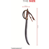 Sword with measurement details on a white background