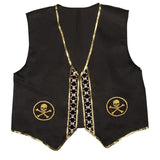 Front view of pirate vest with gold trim