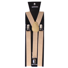 Tan plain adjustable adult suspenders costume accessory