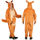 Plush kangaroo animal costume with hooded jumpsuit