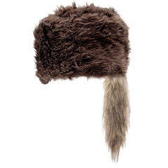 Plush trapper hat with faux fur finish for costume wear