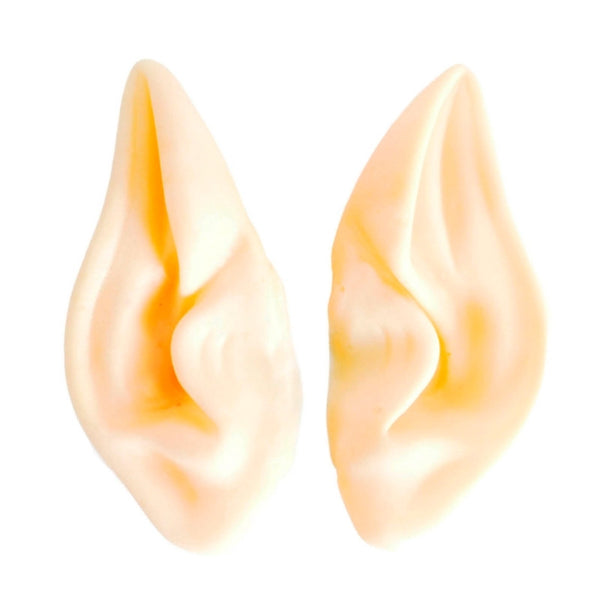 Beige latex pointed elf ears for adults – slip-on costume accessory