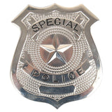 Silver "Special Police" badge with brooch pin – costume accessory 
