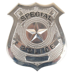 Silver "Special Police" badge with brooch pin – costume accessory 