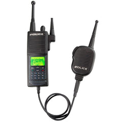 Plastic police radio toy prop, walkie talkie-style costume accessory for Halloween or themed outfits.