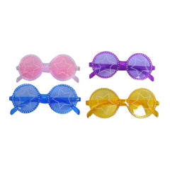Popstar Glasses with star and heart-shaped lens accents in assorted colours – pink, purple, blue, and gold