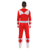 Power Rangers Red Deluxe Costume - Adult, red jumpsuit with diamond print and moulded eva plastic face mask.