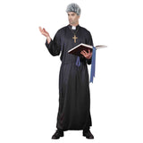 Adult Priest Costume with black robe and clerical collar – Dr Toms