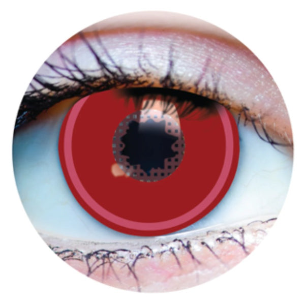 Primal contact lenses for Yor Forger in red with a pink ring towards the outer rim.
