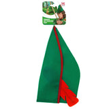 Green hat shown with packaging