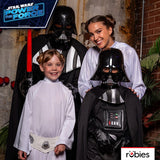 Family dressed as Star Wars characters with 'Star Wars: The Force' logo and Rubies branding.