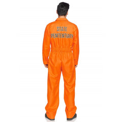 Orange prison jumpsuit costume with inmate print for hire in Brisbane