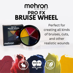Mehron Pro Colour Ring Bruise Makeup Palette with five blend able cream colours for realistic bruise effects