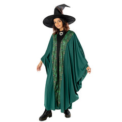 Professor McGonagall adult costume front view green robe and hat