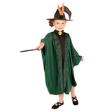 Professor McGonagall Robe-Child, green robe, contrasting panel down front with printed brooch.