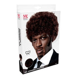 Box for afro wig with facial hair costume set
