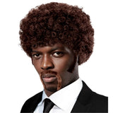 brown afro wig moustache sideburns 70s costume