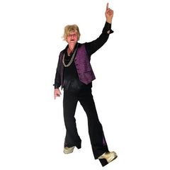 purple disco costume hire glitter vest flares 70s outfit brisbane