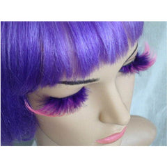 Purple Lashes with Pink Feathers long and whimsical.