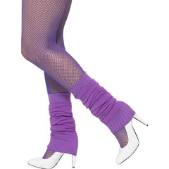 Purple legwarmers – 1980s costume accessory perfect for retro outfits, dancewear, or neon-themed parties.