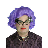 Purple curly costume wig with soft waves and deluxe finish