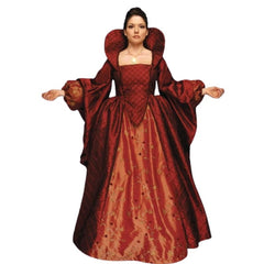 Queen Elizabeth – Hire Tudor-style royal gown with high collar and hoop skirt Brisbane