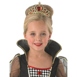Queen of Hearts Costume - Child dress with high collar and plastic tiara.