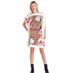 Front view of Queen of Hearts Playing Card Costume – foam tabard with classic card print.
