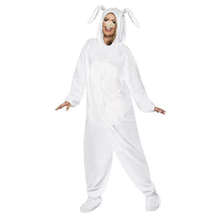 rabbit adult costume white jumpsuit.