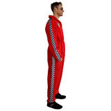 Adult Racing Driver Costume red and black jumpsuit side view