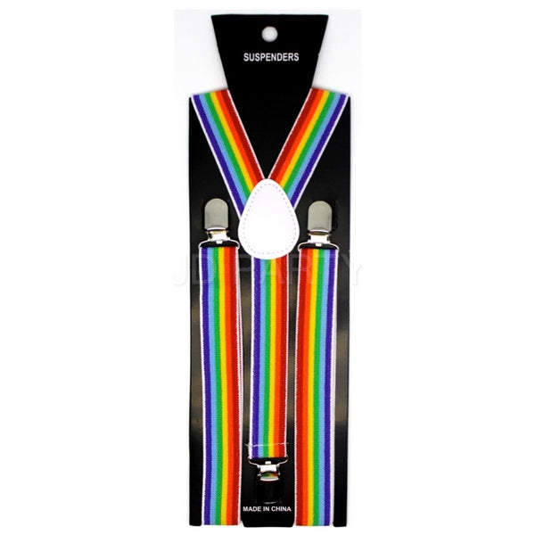 Rainbow adjustable adult suspenders costume accessory
