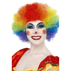 Rainbow Crazy Clown Wig – A vibrant, multi-coloured wig perfect for both adults and kids. Fun, playful, and great for clown costumes or wacky character looks!