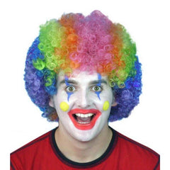 Rainbow Curly Clown Wig suitable for adults and kids.