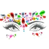 Rainbow diamante face jewels for festivals, disco, or masquerade – colourful crystal gem design for eyes and brows